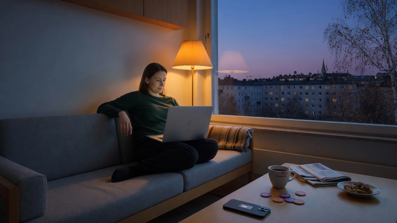 Avslappnad kväll i svenskt hem utan påtvingad insättningsgräns