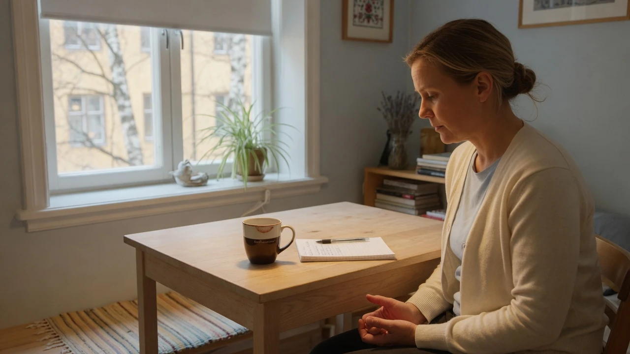 En person sitter ensam och reflekterar över sitt spelflytande beteende
